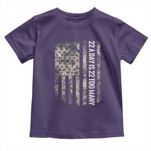 Veteran Suicide Awareness Toddler T Shirt USA Flag 22 A Day Is 22 Too Many TS02 Purple Print Your Wear