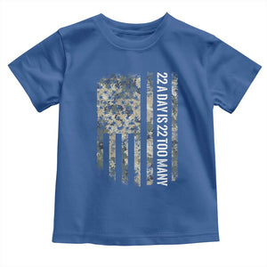 Veteran Suicide Awareness Toddler T Shirt USA Flag 22 A Day Is 22 Too Many TS02 Royal Blue Print Your Wear