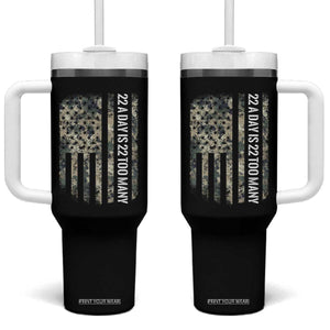 Veteran Suicide Awareness Tumbler With Handle USA Flag 22 A Day Is 22 Too Many TS02 One Size: 40 oz Black Print Your Wear