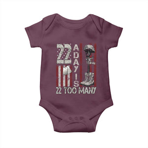 Veteran Suicide Awareness Baby Onesie 22 A Day Is 22 Too Many TS02 Maroon Print Your Wear