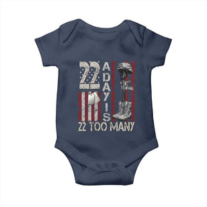 Veteran Suicide Awareness Baby Onesie 22 A Day Is 22 Too Many TS02 Navy Print Your Wear