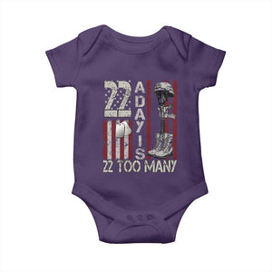 Veteran Suicide Awareness Baby Onesie 22 A Day Is 22 Too Many TS02 Purple Print Your Wear