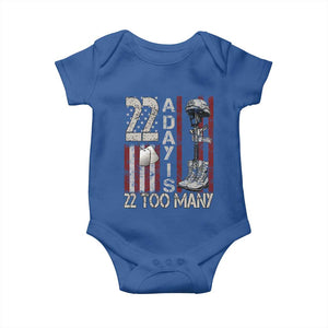 Veteran Suicide Awareness Baby Onesie 22 A Day Is 22 Too Many TS02 Royal Blue Print Your Wear