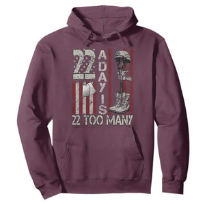 Veteran Suicide Awareness Hoodie 22 A Day Is 22 Too Many TS02 Maroon Print Your Wear