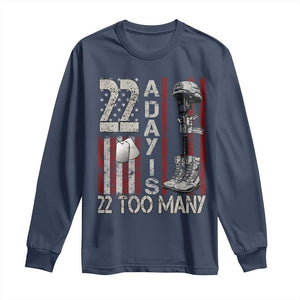 Veteran Suicide Awareness Long Sleeve Shirt 22 A Day Is 22 Too Many TS02 Navy Print Your Wear
