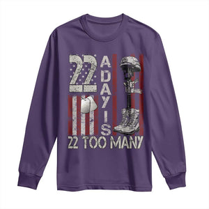 Veteran Suicide Awareness Long Sleeve Shirt 22 A Day Is 22 Too Many TS02 Purple Print Your Wear