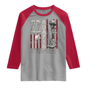 Veteran Suicide Awareness Raglan Shirt 22 A Day Is 22 Too Many TS02 Sport Gray Red Print Your Wear