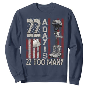 Veteran Suicide Awareness Sweatshirt 22 A Day Is 22 Too Many TS02 Navy Print Your Wear