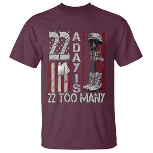 Veteran Suicide Awareness T Shirt 22 A Day Is 22 Too Many TS02 Maroon Print Your Wear