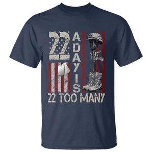 Veteran Suicide Awareness T Shirt 22 A Day Is 22 Too Many TS02 Navy Print Your Wear