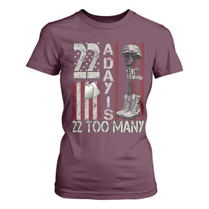 Veteran Suicide Awareness T Shirt For Women 22 A Day Is 22 Too Many TS02 Maroon Print Your Wear