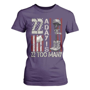 Veteran Suicide Awareness T Shirt For Women 22 A Day Is 22 Too Many TS02 Purple Print Your Wear
