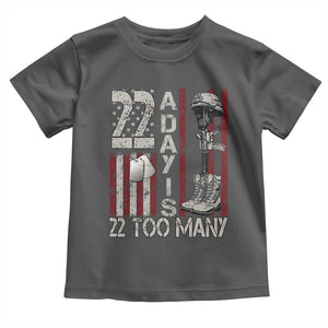 Veteran Suicide Awareness Toddler T Shirt 22 A Day Is 22 Too Many TS02 Dark Heather Print Your Wear