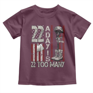 Veteran Suicide Awareness Toddler T Shirt 22 A Day Is 22 Too Many TS02 Maroon Print Your Wear