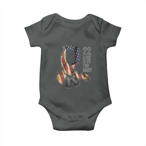 Veteran Suicide Awareness Baby Onesie 22 A Day Is 22 Too Many American Flag Ribbon TS02 Dark Heather Print Your Wear