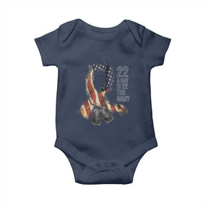Veteran Suicide Awareness Baby Onesie 22 A Day Is 22 Too Many American Flag Ribbon TS02 Navy Print Your Wear