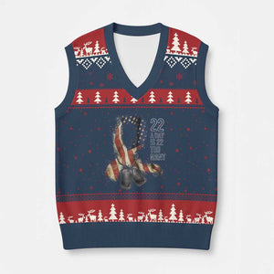 Veteran Suicide Awareness V-Neck Knit Sweater Vest 22 A Day Is 22 Too Many American Flag Ribbon TS02 Navy Red Print Your Wear