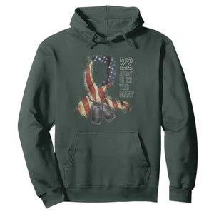 Veteran Suicide Awareness Hoodie 22 A Day Is 22 Too Many American Flag Ribbon TS02 Dark Forest Green Print Your Wear