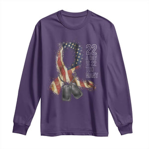 Veteran Suicide Awareness Long Sleeve Shirt 22 A Day Is 22 Too Many American Flag Ribbon TS02 Purple Print Your Wear