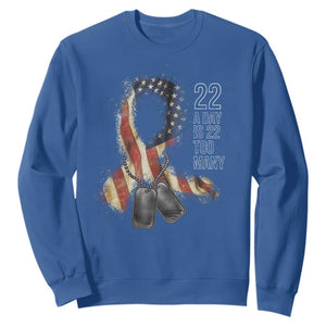 Veteran Suicide Awareness Sweatshirt 22 A Day Is 22 Too Many American Flag Ribbon TS02 Royal Blue Print Your Wear