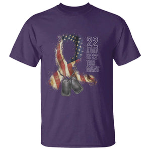 Veteran Suicide Awareness T Shirt 22 A Day Is 22 Too Many American Flag Ribbon TS02 Purple Print Your Wear