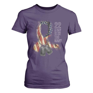 Veteran Suicide Awareness T Shirt For Women 22 A Day Is 22 Too Many American Flag Ribbon TS02 Purple Print Your Wear