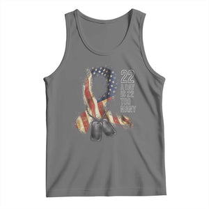 Veteran Suicide Awareness Tank Top 22 A Day Is 22 Too Many American Flag Ribbon TS02 Black Heather Print Your Wear