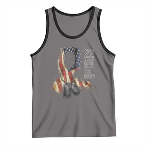 Veteran Suicide Awareness Tank Top 22 A Day Is 22 Too Many American Flag Ribbon TS02 Deep Heather Black Print Your Wear
