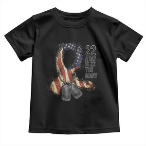 Veteran Suicide Awareness Toddler T Shirt 22 A Day Is 22 Too Many American Flag Ribbon TS02 Black Print Your Wear