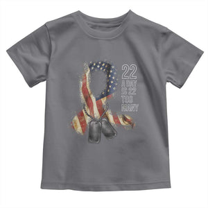 Veteran Suicide Awareness Toddler T Shirt 22 A Day Is 22 Too Many American Flag Ribbon TS02 Charcoal Print Your Wear