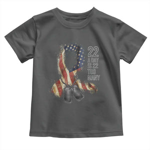 Veteran Suicide Awareness Toddler T Shirt 22 A Day Is 22 Too Many American Flag Ribbon TS02 Dark Heather Print Your Wear