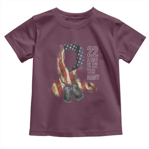 Veteran Suicide Awareness Toddler T Shirt 22 A Day Is 22 Too Many American Flag Ribbon TS02 Maroon Print Your Wear