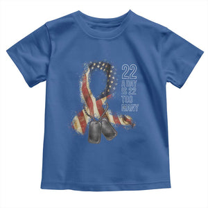 Veteran Suicide Awareness Toddler T Shirt 22 A Day Is 22 Too Many American Flag Ribbon TS02 Royal Blue Print Your Wear