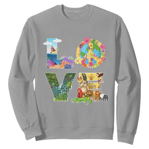 Love Earth Day Sweatshirt Alphabet Save The Planet Everyday Environment TS02 Sport Gray Printyourwear