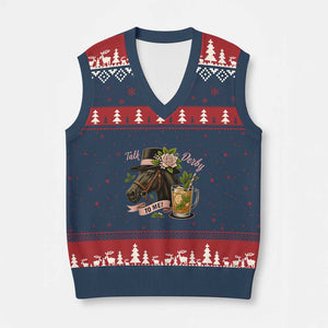 Talk Derby To Me V-Neck Knit Sweater Vest Ky Horse Racing Mint Julep and Roses TS02 Navy Red Print Your Wear