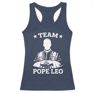 Team Pope Leo XIV Racerback Tank Top Vintage Catholic Faith Historical Religious Support TS02 Navy Print Your Wear