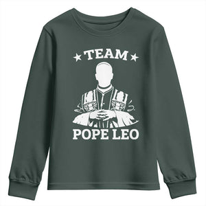 Team Pope Leo XIV Youth Sweatshirt Vintage Catholic Faith Historical Religious Support TS02 Dark Forest Green Print Your Wear