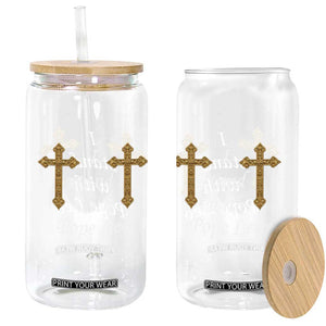 I Stand With Pope Leo Faith Graphic Glass Can Catholic Ornate Gold Cross TS02 Print Your Wear