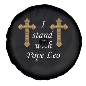 I Stand With Pope Leo Faith Graphic Spare Tire Cover Catholic Ornate Gold Cross TS02 Print Your Wear