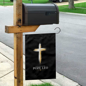 I Stand With Pope Leo Brushstroke Cross Garden Flag Religious Christian Witness TS02 Print Your Wear