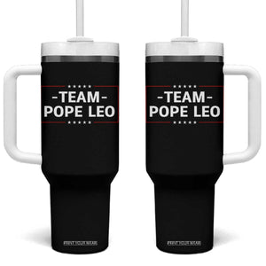 Team Pope Leo XIV Tumbler With Handle Catholic Pride Religious Faith Solidarity TS02 One Size: 40 oz Black Print Your Wear