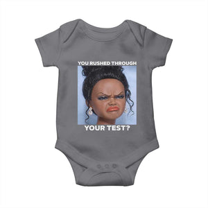 Funny You Rushed Through Your Test Doll Face Meme Baby Onesie Teacher Reaction Humor Testing Day TS02 Charcoal Print Your Wear