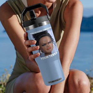 Funny You Rushed Through Your Test Doll Face Meme Flip Straw Tumbler Teacher Reaction Humor Testing Day TS02 One Size: 30 oz Light Blue Print Your Wear