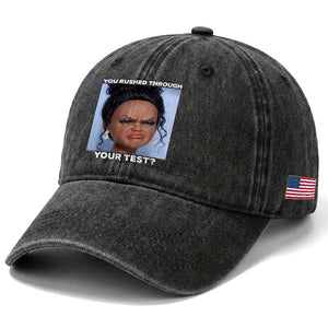 Funny You Rushed Through Your Test Doll Face Meme Washed Cotton Baseball Cap Teacher Reaction Humor Testing Day TS02 Print Your Wear