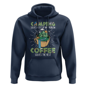 Funny Camper Hoodie Camping Solves Most Of My Problems Coffee Solves Rest TS02 Navy Print Your Wear