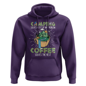 Funny Camper Hoodie Camping Solves Most Of My Problems Coffee Solves Rest TS02 Purple Print Your Wear