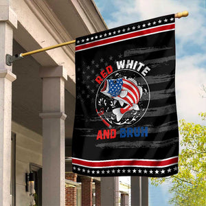 Red White And Bruh Fishing Garden Flag Funny Patriotic Bass 4th Of July American Flag TS02 Distressed Black Red Print Your Wear