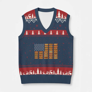 Funny Hot Dog American Flag V-Neck Knit Sweater Vest Patriotic USA 4th of July Summer BBQ Party TS02 Navy Red Print Your Wear