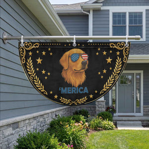 American Dog 'Merica Patriotic Fan Flag Golden Retriever Sunglasses Funny 4th Of July