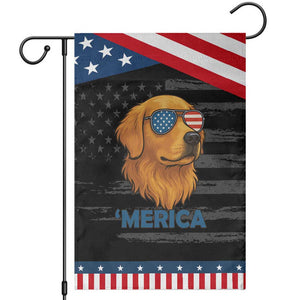 Patriotic Dog 'Merica Garden Flag Golden Retriever Sunglasses Funny 4th Of July TS02 Distressed Black Blue Print Your Wear